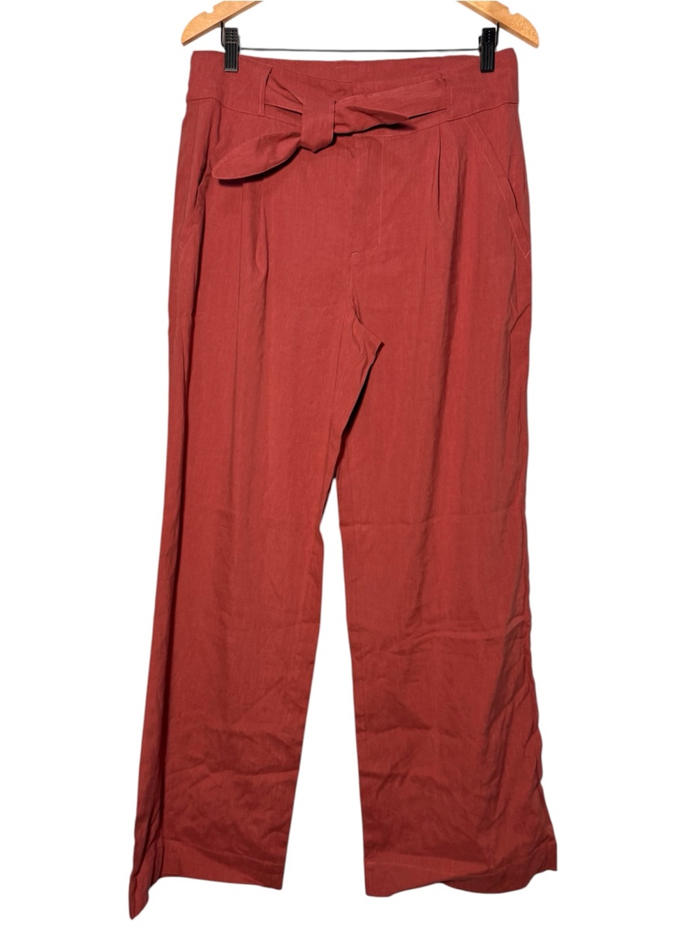 Rust Tie-Waist Wide Leg Pants - Women